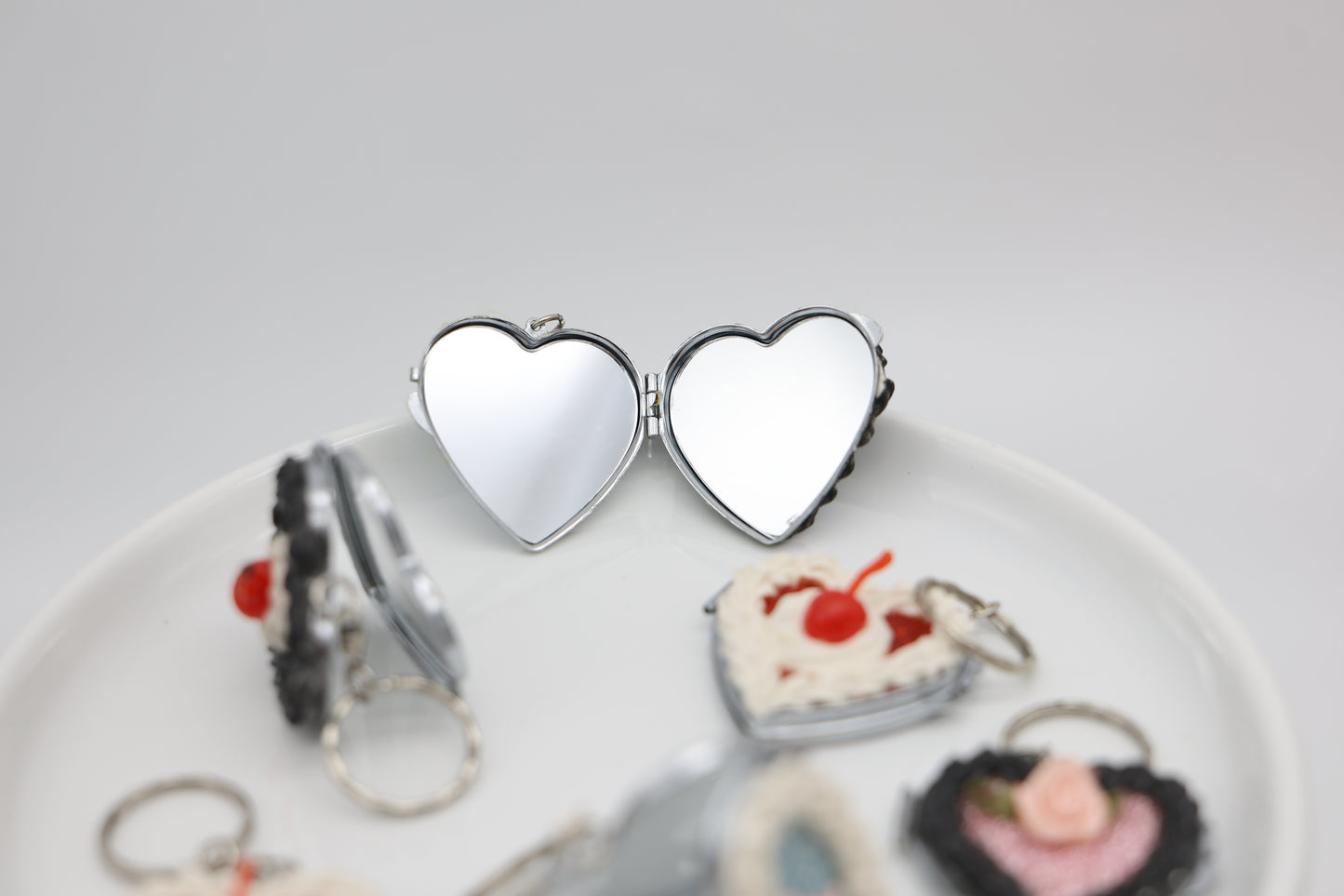 Heart Cake Mini Mirror Key Chain