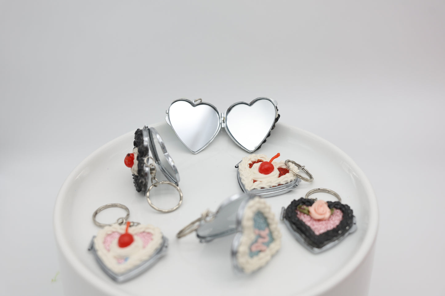 Heart Cake Mini Mirror Key Chain
