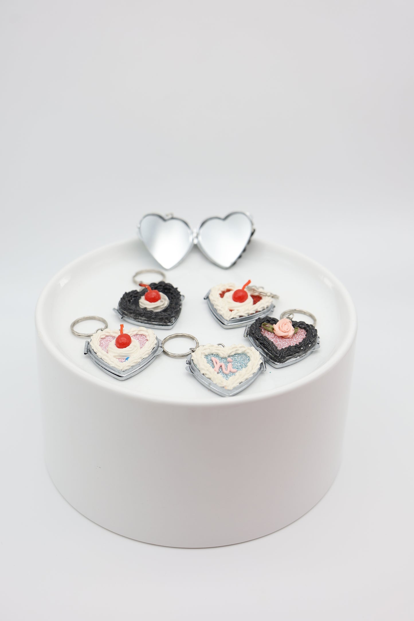Heart Cake Mini Mirror Key Chain